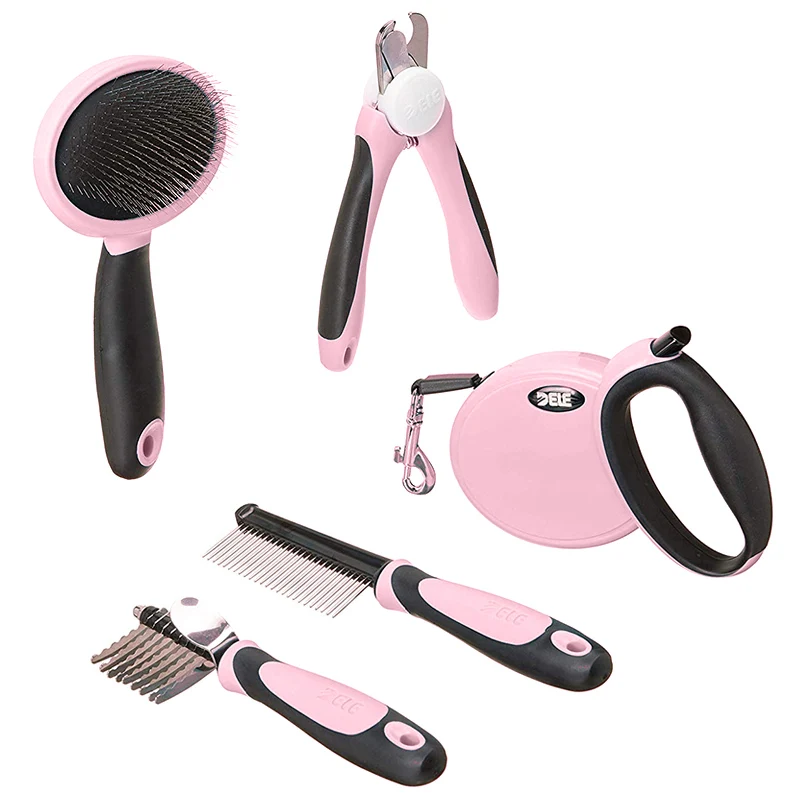 Professional Pet Dogs Cats Grooming Kit Box - Deshedding Grooming Brush Comb Nail Trimmer Clipper D