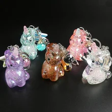 Милый акриловый брелок для ключей с единорогом Красочные Прозрачный мультяшный кулон брелок для Для женщин модные брелоки на сумку украшение автомобиля