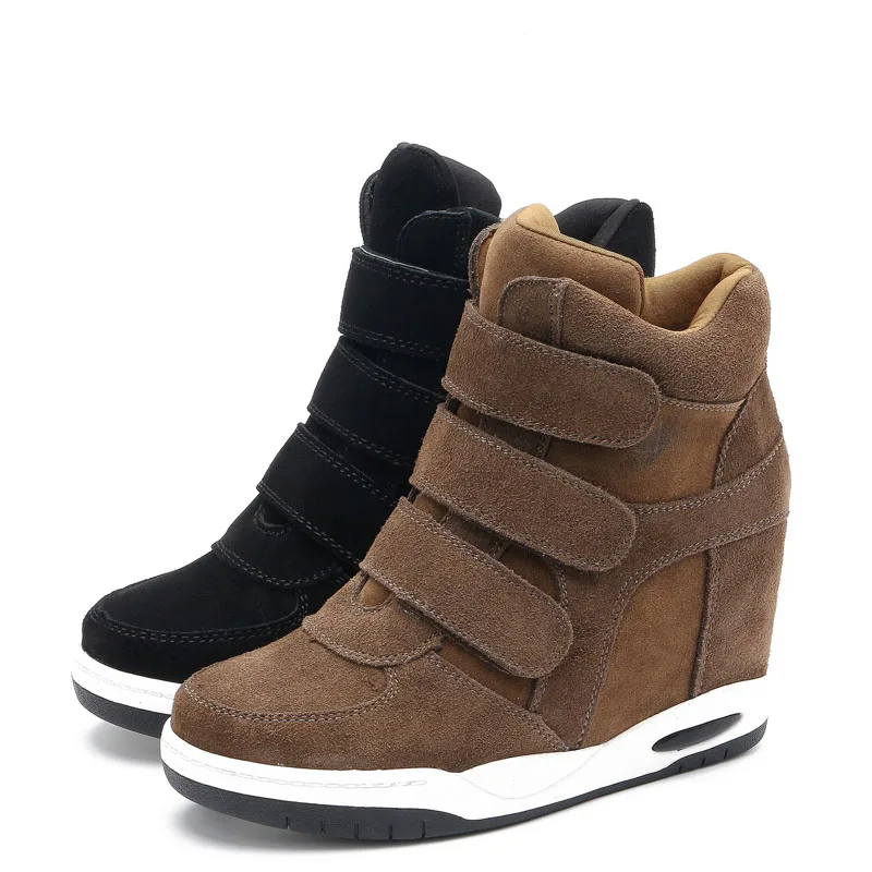 Genuino Deportivas Mujer Deporte Las Plataforma Arriba Zapatos Tobillo Zapatillas Casuales Botas Alta Cuñas De Cuero Brown Aumento Altura Mujeres qv7IvrwZ