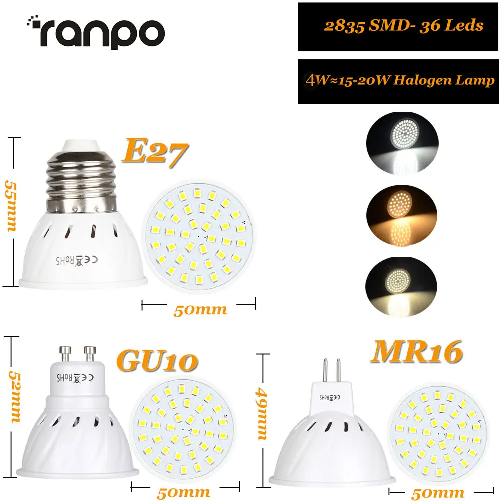 Светодиодный точечный светильник GU10 E27 MR16 светодиодный ЛАМПА 4 Вт 6 Вт 8 Вт 2835SMD AC/DC 12V 24V 36 светодиодный s 54 светодиодный s 72 светодиодный s светодиодный лампы светильник ing Lampara точечный светильник