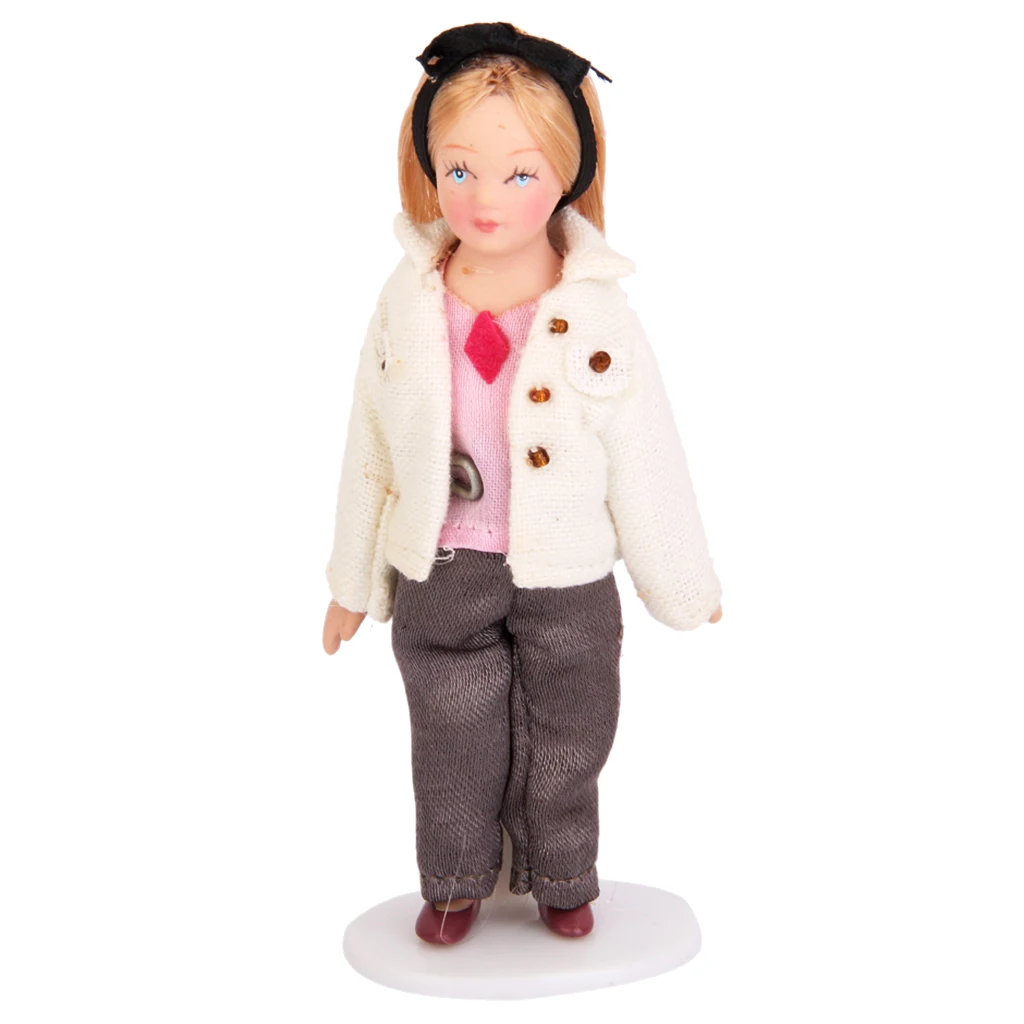 

1/12 Scale DollHouse Miniature Figures Porcelain Dolls Long Hair Little Girls