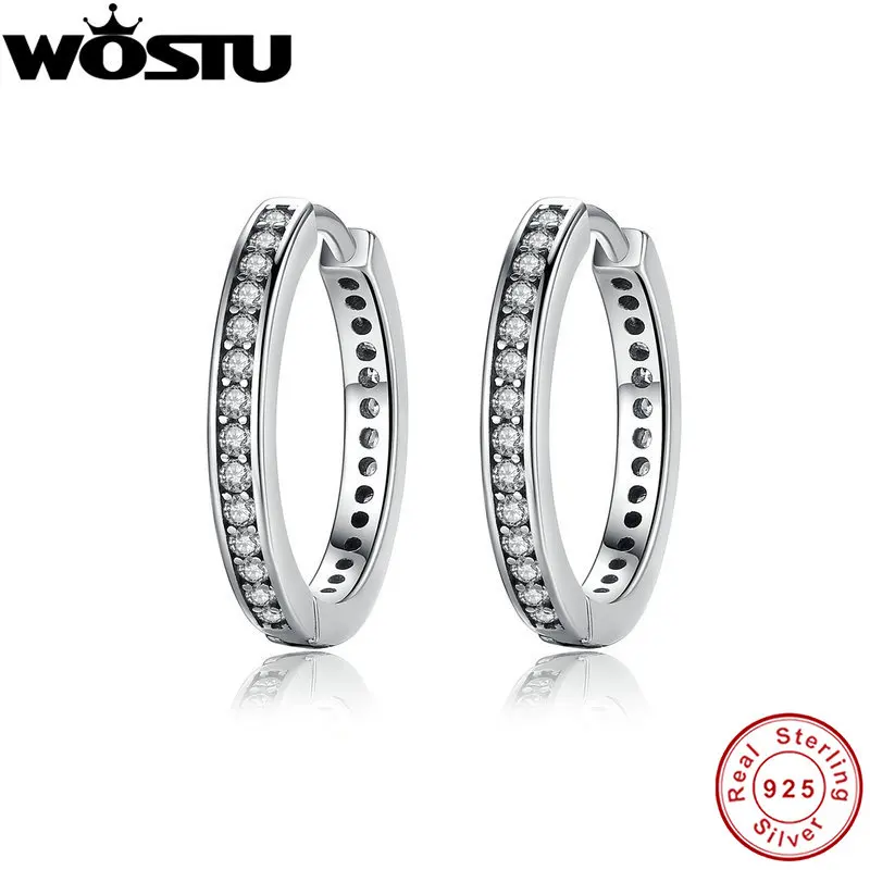 

High Quality 100% 925 Sterling Silver Party Eternity Hoop Earrings With Clear CZ For Women Lady Original Jewelry ZBBS456