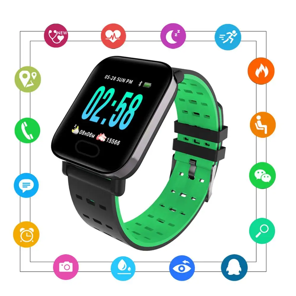 

A6 Smart Wristband Heart Rate Blood Pressure Monitor Bracelet Waterproof Sport Watch Sleep Tracker Alarm Clock Message Reminder