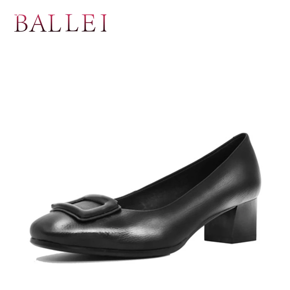 

Fashion Lady Quality Pump Vintage Genuine Leather Solid Comfortable Square Heel Shoes Elegant Pointed Toe Casual Pumps D4