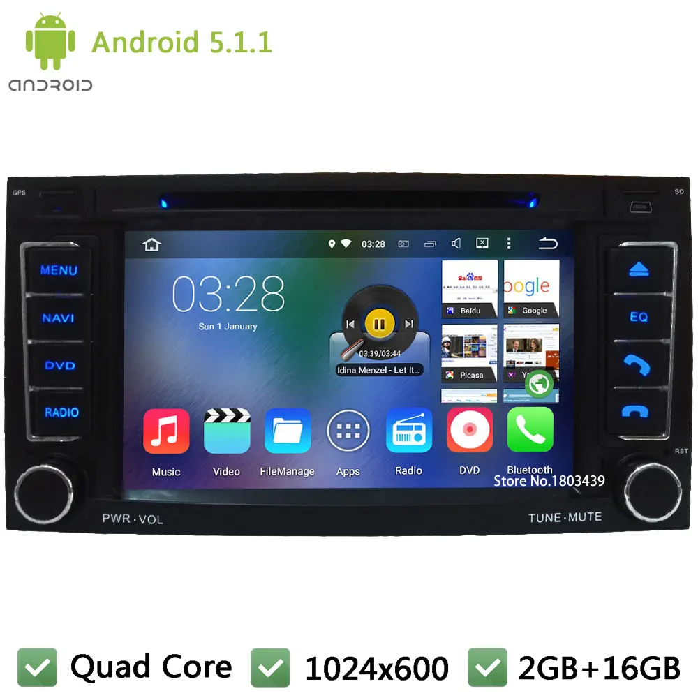 Quad Core Android 5 1 1 1024 600 Car DVD Player Radio PC Audio Stereo Screen