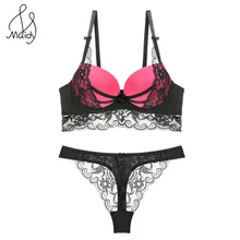 Женский кружевной комплект с бюстгальтером, комплект нижнего белья, чашечки 3/4, мягкий пуш-ап, женский бюстгальтер, набор трусов, прозрачные трусики 34B-40C, Maidy