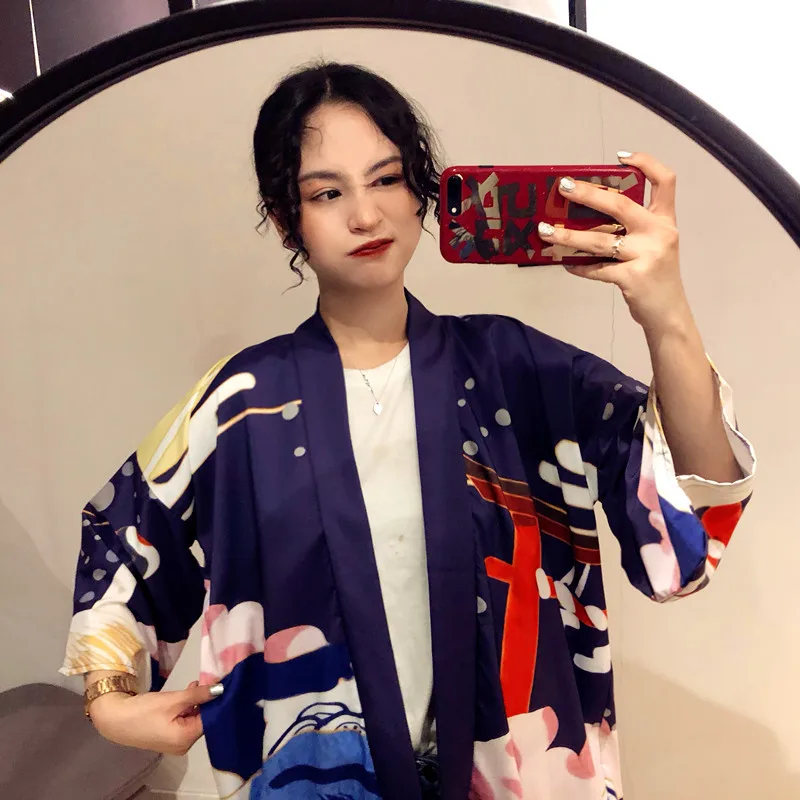 Kimonos woman 2019 японское кимоно кардиган косплей рубашка блузка для женщин японская юката женское летнее пляжное кимоно