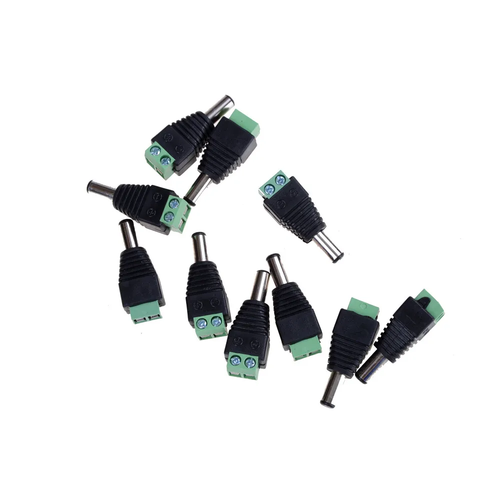 10 шт 12V 2 1x5 5mm DC Мощность штекер Jack адаптер Разъем для видеонаблюдения одноцветный