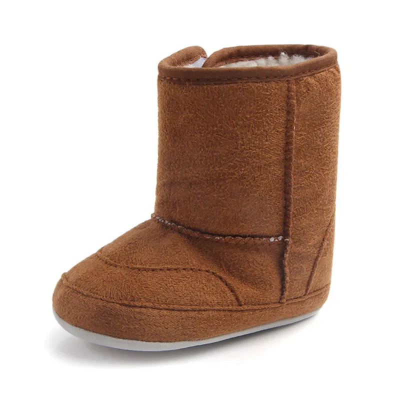 Зимняя теплая детская обувь Домашние тапочки для новорожденных мальчиков и девочек, для детей ясельного возраста зимние сапоги для детей с имитацией искусственного меха 4 - Цвет: Brown