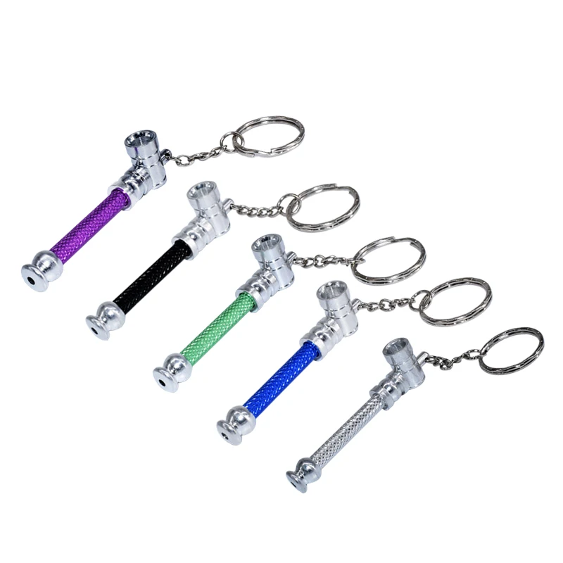 5PK Aluminum Tobacco Pipe Keychains Min Metal Pipe Keychainin Tobacco