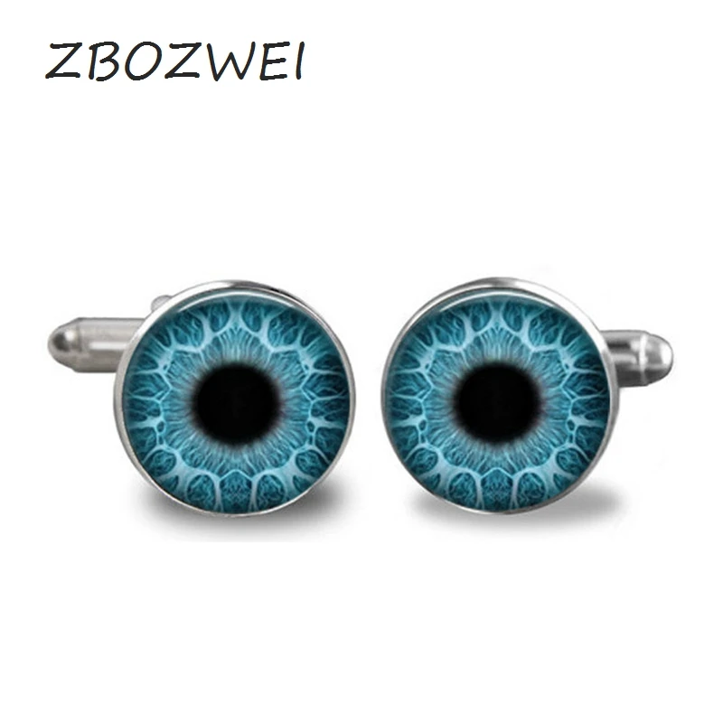 

ZBOZWEI Fashion handmade Dragon 3 colors Blue Glass Cabochon art Picture Vintage eye Cabochon High Quality Cufflink jewelry