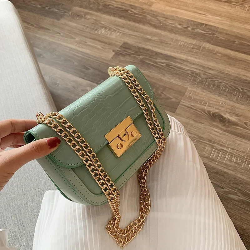 

Crocodile Pattern Chain Women Messenger Bag Lock Small Square Handbags Fashion Flap Alligator Designer Crossbody Shoulder Bag