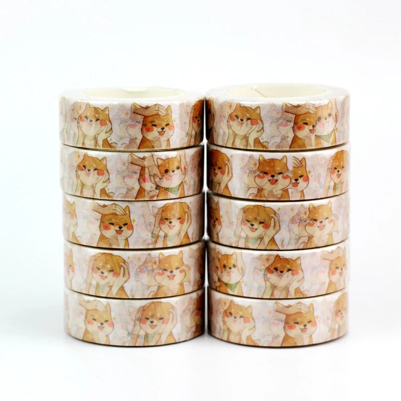 

10PCS/lot Cute Shiba Dog Washi Tapes Japanese Paper DIY Planner Masking Tape Adhesive Tapes Stickers Decorative Stationery
