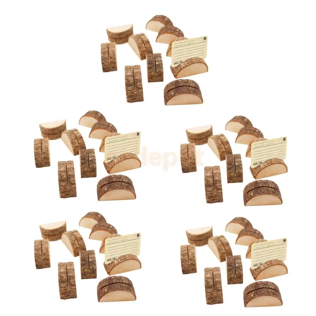 50pcs Rustic Wood Table Numbers Holder Wood Place Card Holder Party Wedding Table Name Card Holder Memo Note Card