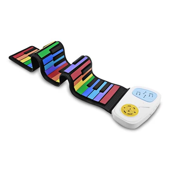 

Portable Roll-Up Piano With 49 Keys Rainbow Roll Up Digital Piano With 8 Timbres 6 Demo Songs Built-In Speaker Toy Musical Tools