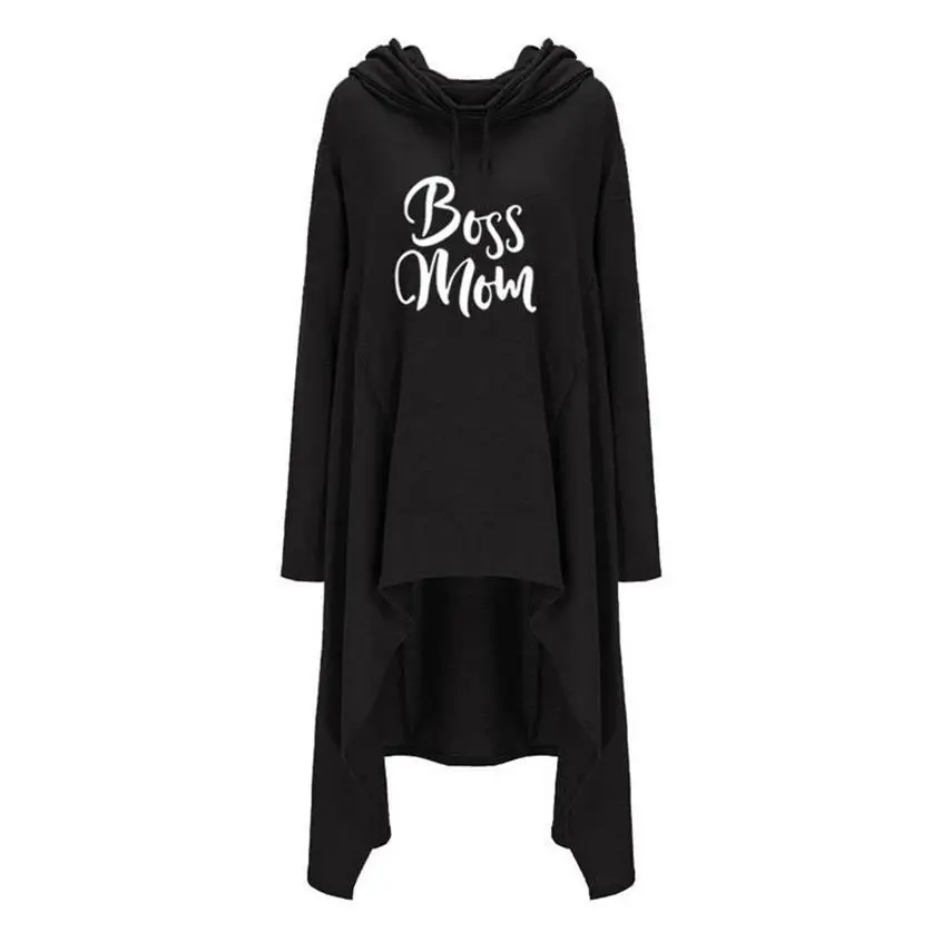 Irregular Hoodies For Women Boss Mom Letters Print Hoodies Sweatshirt Femmes Kawaii Women Hoody Female Cute Cotton Creative