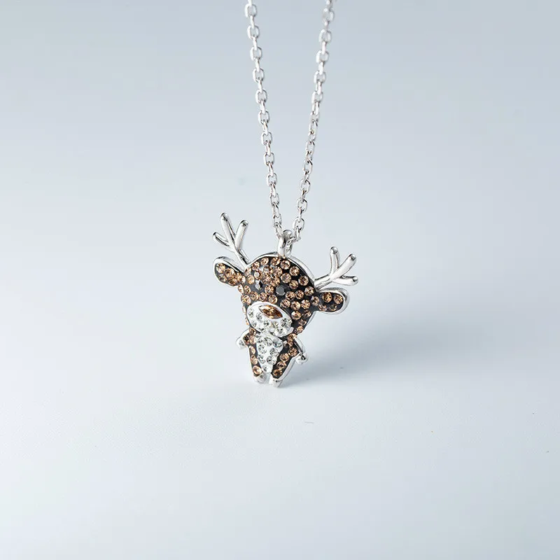 

2019 New Products 100% 925 Sterling Silver Cute Elk Mosaic Cubic Zirconia Pendant Necklaces For Women Exquisite Sweet Necklace
