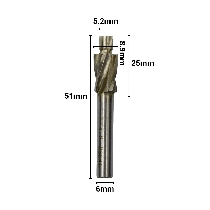 XCAN 1 шт. 4 Флейта HSS Цековка торцевой фрезы Зенковка сверло для работы по металлу M5.2 пилот слот фрезы