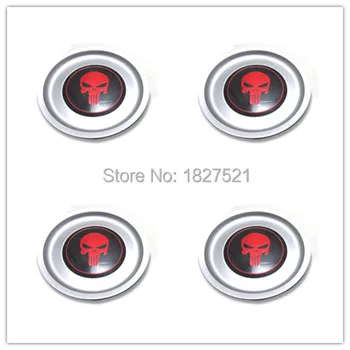 

4pcs Red Skull Emblem Badge Logo 155mm Wheel Center Caps Hub Cover 1J0 601 149 B 1J0601149B Fit More