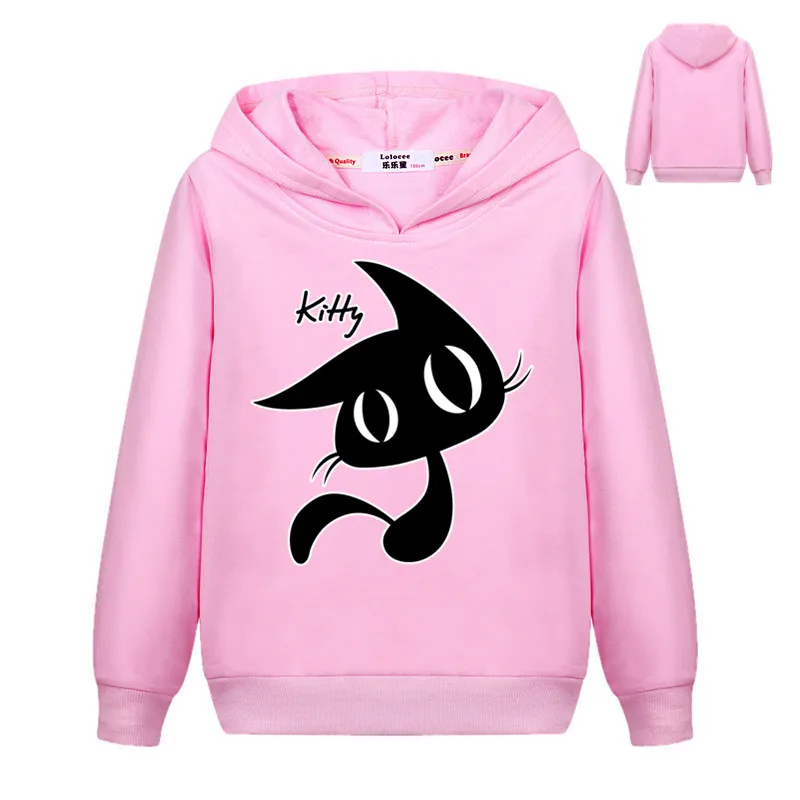 

2019 Spring Casual Harajuku Kawaii Black Cat Sweatshirts Girls Long Sleeve Hooded Tops Pullover Funny Cartoon Print Hoodies