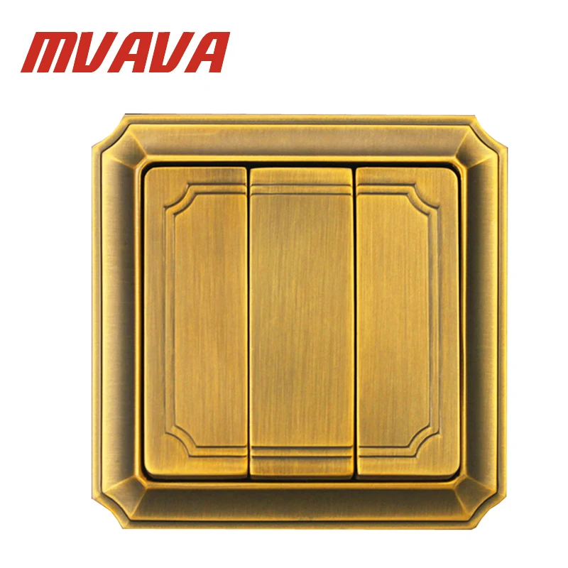 

MVAVA Luxury Bronzed wall switch,16A,110-250V,Decorative 3 gang 2 way Electrical Light Push Button Wall Switch,Free Shipping!