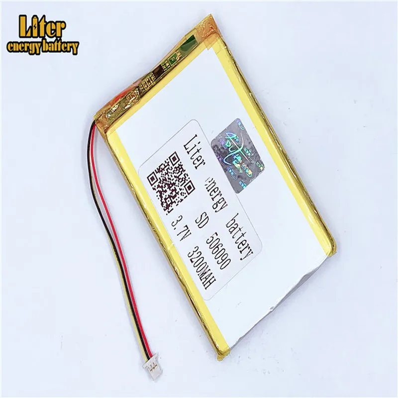 

1.0MM 3pin connector 506090 3200ma 3.7V High quality lipo Battery lithium polymer rechargeable tablet pc 7 inch MP4 MP5 Battery