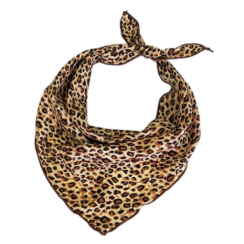 Womens Chiffon Leopard Printed Triangle Neck Scarf Bandana Kerchief Hair Tie New