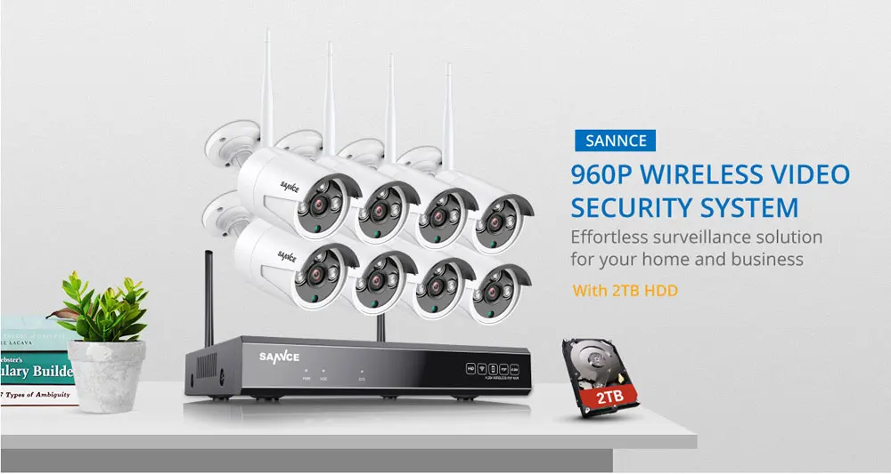 SANNCE 8CH 1080 P, HD, Wi-Fi, сетевому видеорегистраторУ 2 ТБ HDD CCTV Камера Системы 1.3MP Водонепроницаемый Беспроводной безопасности Камера 4/6/8 Камера наблюдения Наборы