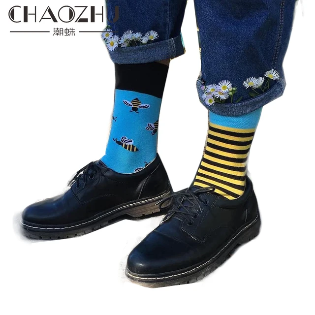 US $2.33 CHAOZHU 2019 Odd Socks AB side bee&striped watermelon Leopard&leopard Golf and pitch funny fashion 