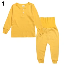 Новое Прибытие Дети Ребенок Унисекс Хлопок Досуг Носить Домой Loungewear Топ + Брюки Одежда Набор