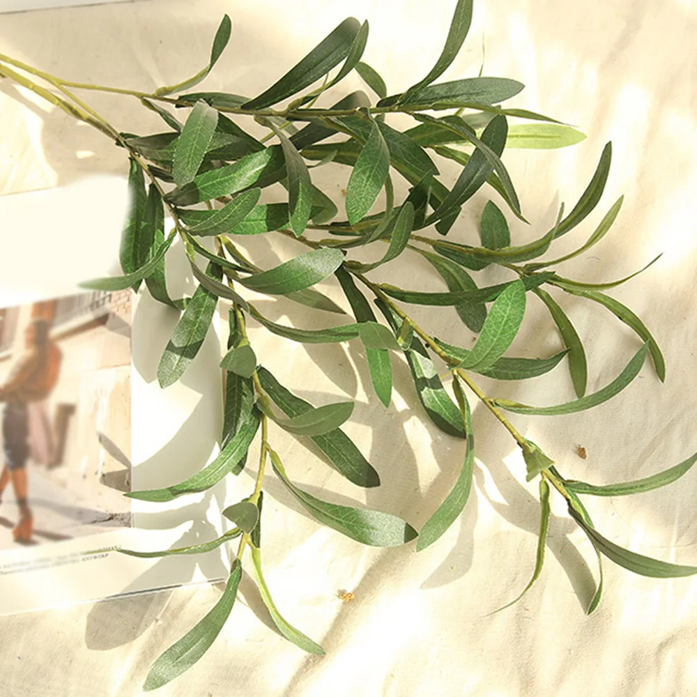 

6x Artificial Olive Leaf Green Plant Branch Fake Leaves Home Vase Wedding Decor