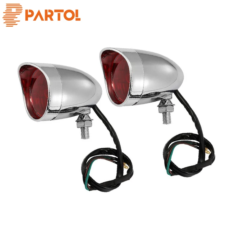 Partol 2 шт. мотоциклетные хромированные 5 &quotпробежные Красные линзы лампа передний