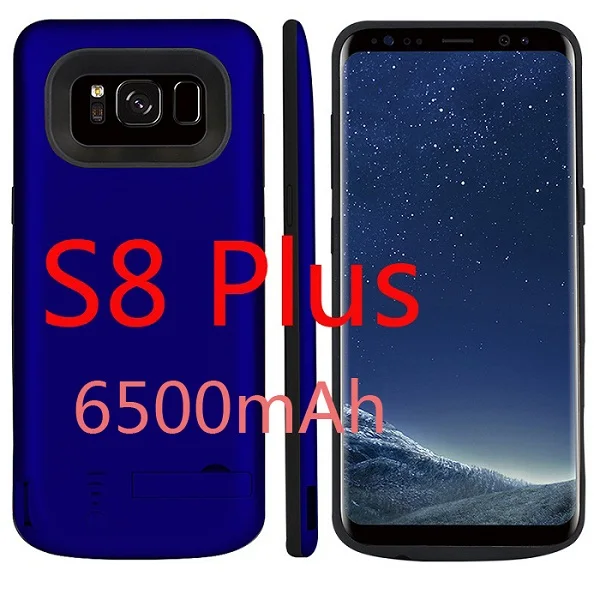 5000 мАч/6500 мАч зарядное устройство чехол для Samsung Galaxy S8 Зарядка телефона крышка питания для Samsung S8 Plus резервного копирования батарея Чехол - Цвет: S8 Plus Blue