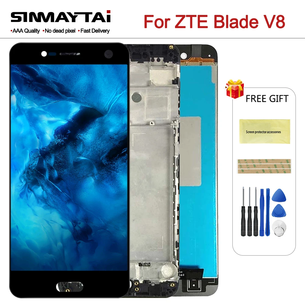 

100% Tested For ZTE Blade V8 LCD Display Touch Screen Digitizer For ZTE Blade V8 BV0800 Screen LCD With Frame Replacement