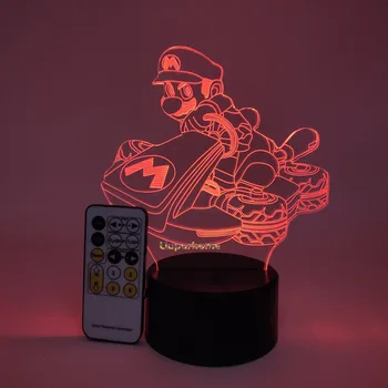 

Lamparas Mario Kart Night Lights Illusion Desk Lamp Super Mario Car Racing Game Novelty Led Lighting Lampara