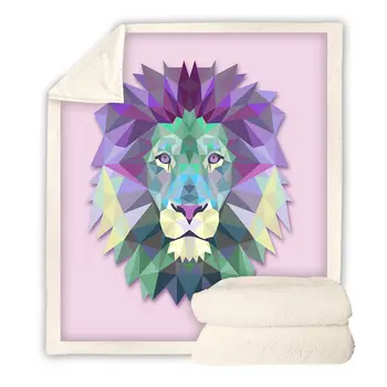 

Pinking Lion Fashion Animal Throw Blanket 3D Print Warm Sherpa Fleece Microfiber Sofa Wearable Office Quilts Kid Adult Very Soft
