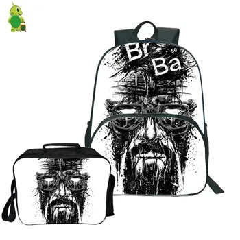 

Breaking Bad Chinese Brush Painting Backpack 2Pcs/Sets Travel Rucksack for Teenagers School Laptop Backpack with bag