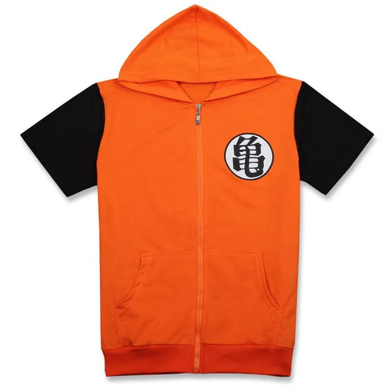 

Spring Dragon Ball short sleeve hoodies 3D Cartoon Cosplay Print hooded Hoody Unisex cute orange black patchwork zipper cardigan