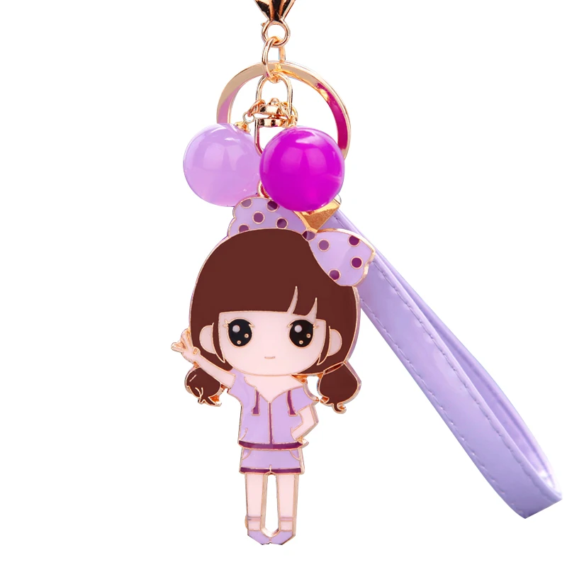 Cute cartoon little girl keychain couple car key chains female bag
