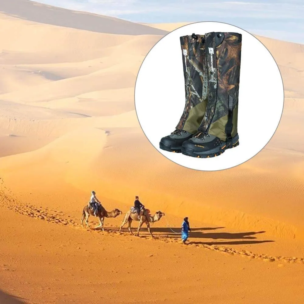 Tanie Outdoor trwałe wodoodporne wysoce oddychające piesze wycieczki wspinaczka polowanie dwupokładowe wysokie getry śnieg Legging okłady