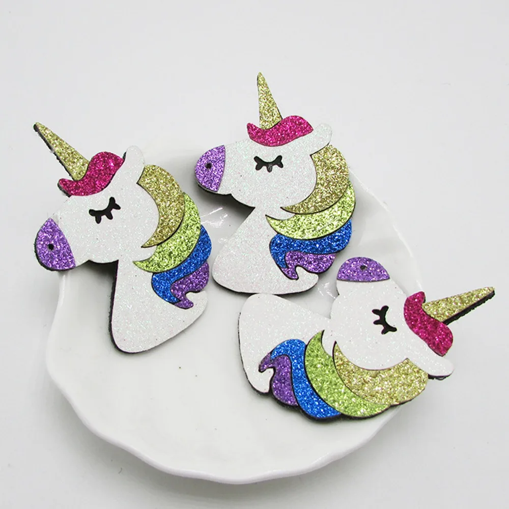 100pcs-lot-colorful-glitter-unicorn-padded-appliques-single-sided-glitter-fabric-patches-diy-patch-baby-toy-headwere-accessory