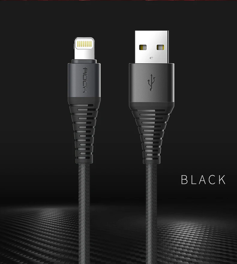 Высокопрочный USB кабель 2.1A для Apple iPhone X 8 7 6 Plus с оплеткой для быстрой зарядки и передачи данных 120 см 200 см для осветительного кабеля - Цвет: Черный