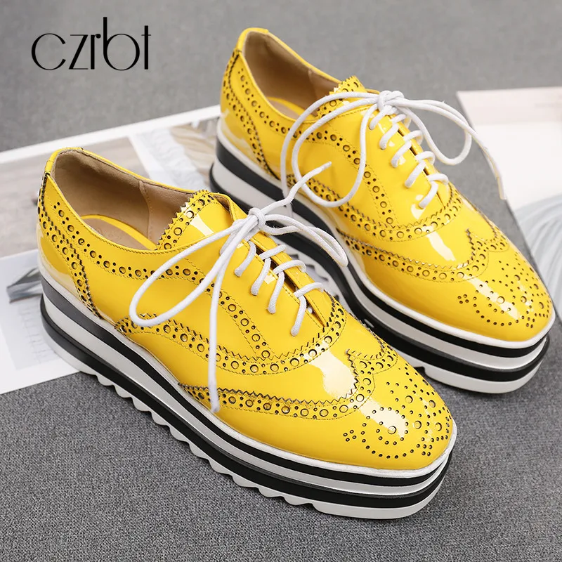 forme Casual Confortable Femmes Black Britannique Automne Slip Dames Printemps Dentelle Richelieu Plat yellow up Czrbt Des on Plate Chaussures SaHHqE