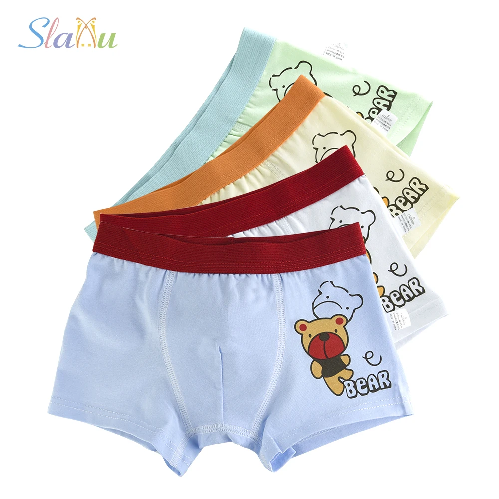 4 Pcs/lot Kids Underwear Baby Boys Shorts Panties Soft Cotton Bear