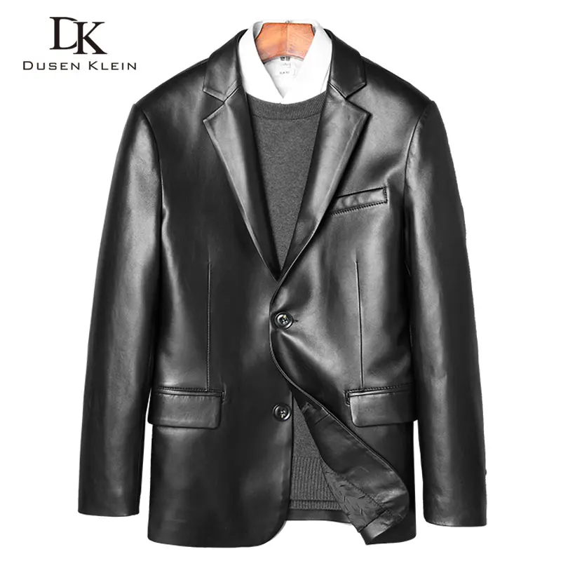 

Luxury Leather Suits Genuine Sheepskin jackets and coatDUSEN KLEIN 2017 Brand Men Slim Business style Leather Jacket 71H936