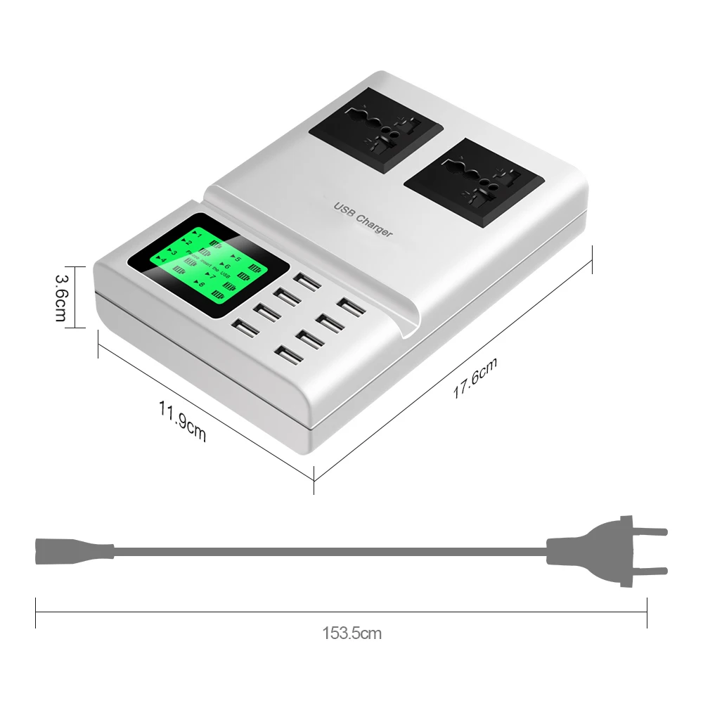 KOOYUTA многопортовое настольное зарядное устройство 8 usb-хаб ЖК-дисплей розетка переменного тока розетка удлинитель адаптер держатель телефона для huawei