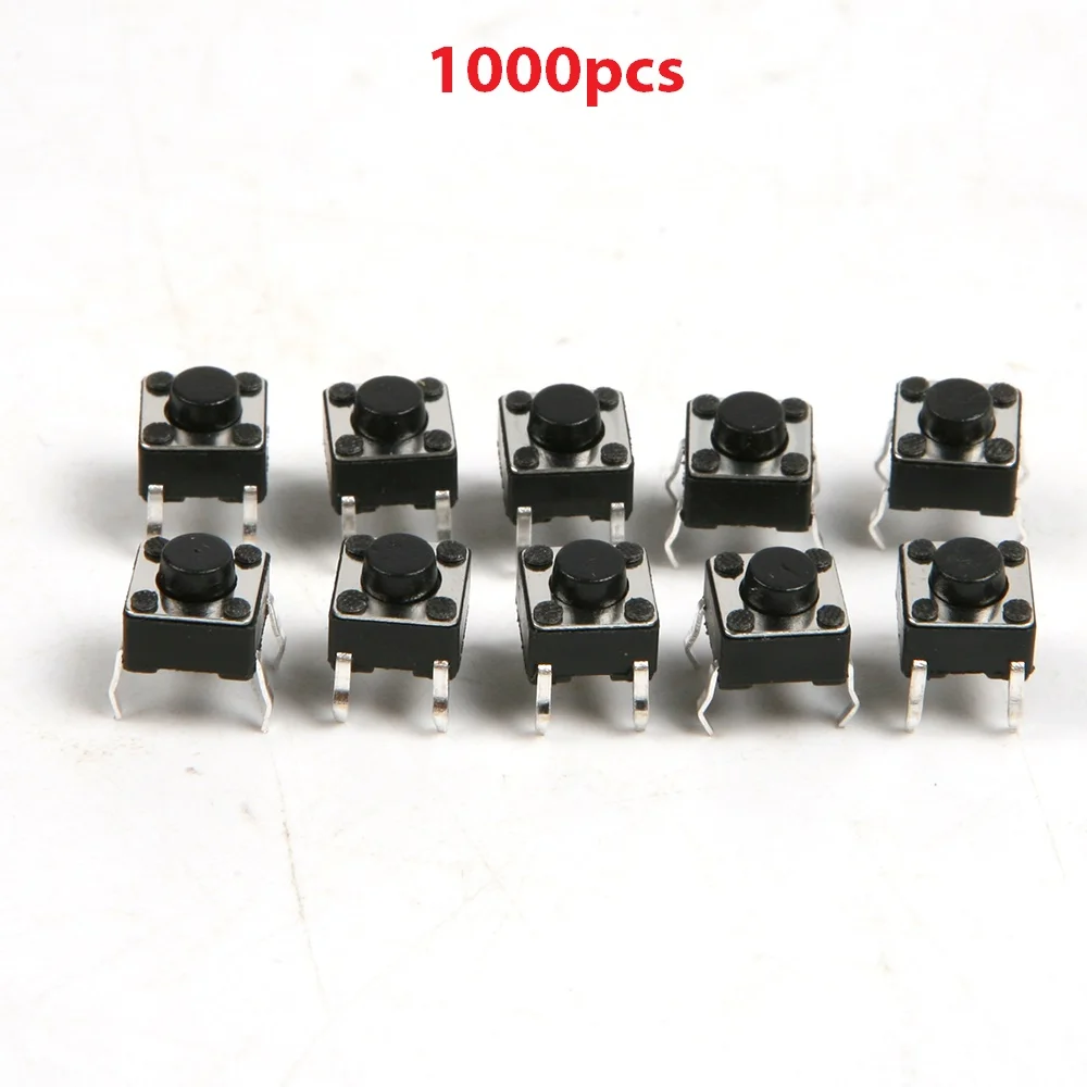 

New 1000Pcs/Lot 6X6X5mm DC 12V 0.1A 4PIN Tactile Tact Push Button Switch Micro Switch For Household appliances & Computer Camera