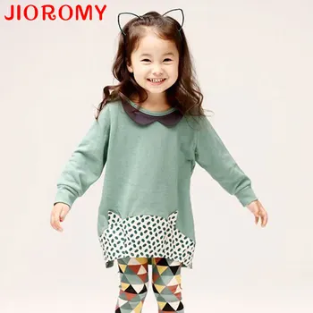 

Girl's Suit Autumn Long-sleeved T-shirt + Pants 2 Pieces Leggings Geometric Pattern Cartoon Ears Fashion Girl Set Kids Clothing