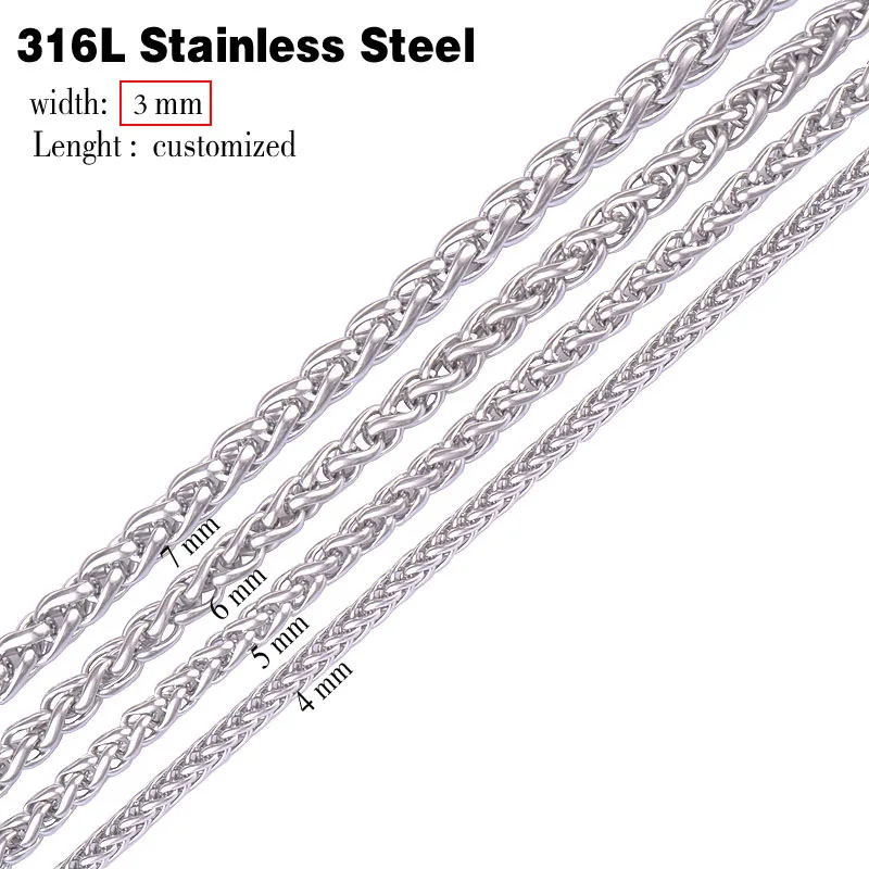 

3.0mm width 316L stainless steel chain necklace men long punk statement swag chain necklace vintage men jewelry