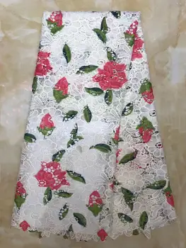 

latest African lace royal white pink red African Nigeria water-soluble printing wedding lace new French tulle mesh lace fabric